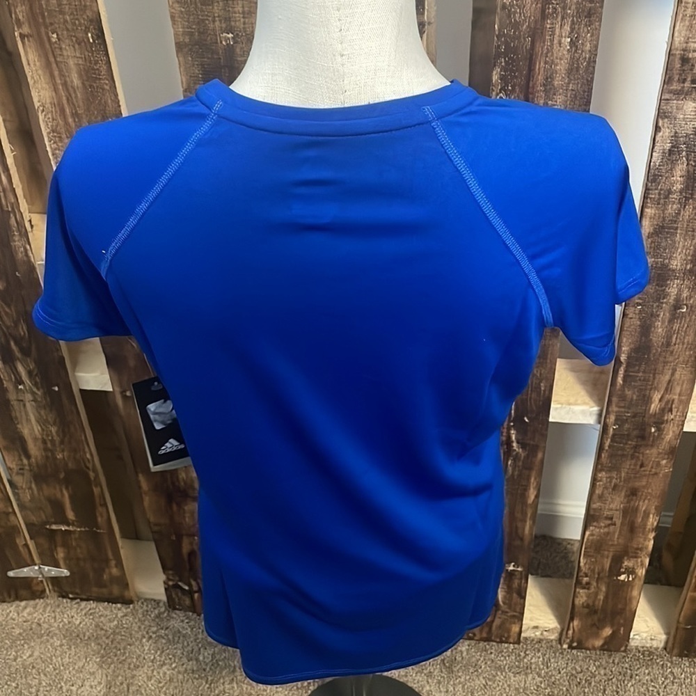 Adidas Tee SS Climate VNeck Royal blue short sleeve top New Sz M - Picture 7 of 7